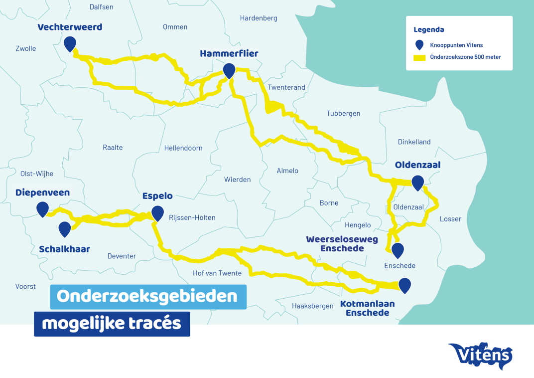 Onderzoeksgebieden mogelijke tracés