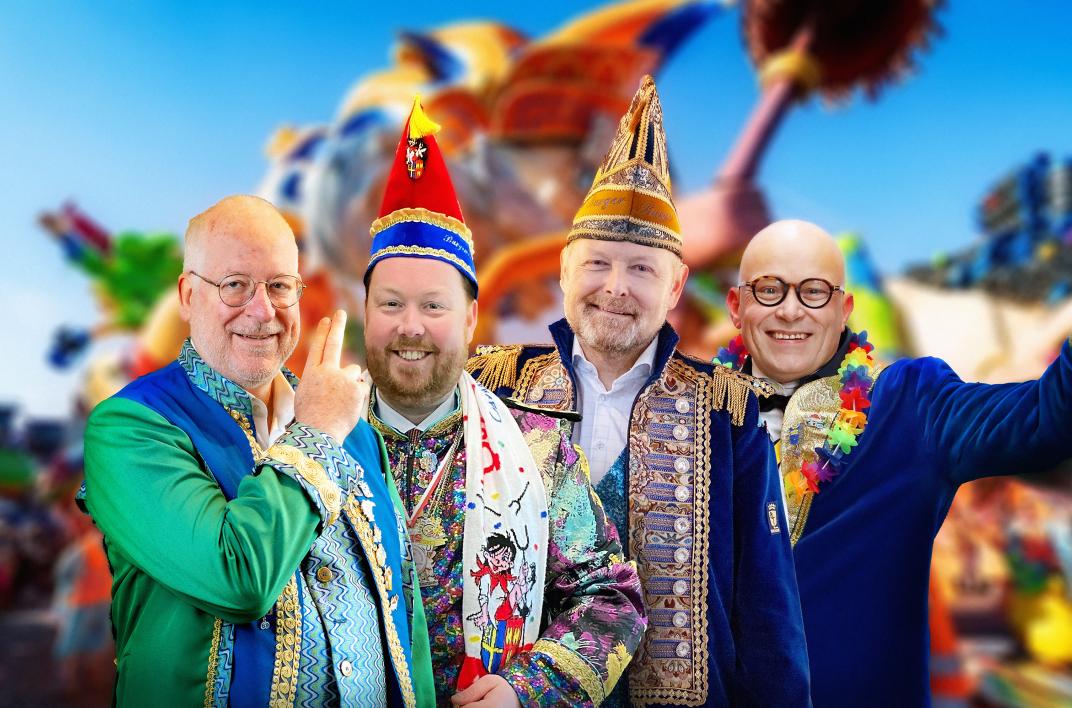vier burgemeesters NOT-gemeenten in carnavalssfeer